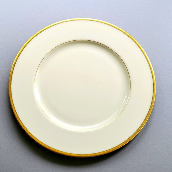 Lenox Tuxedo Dinner Plate Cream with Gold Encrusted Edge Presidential, USA Made - Picture 2 of 10